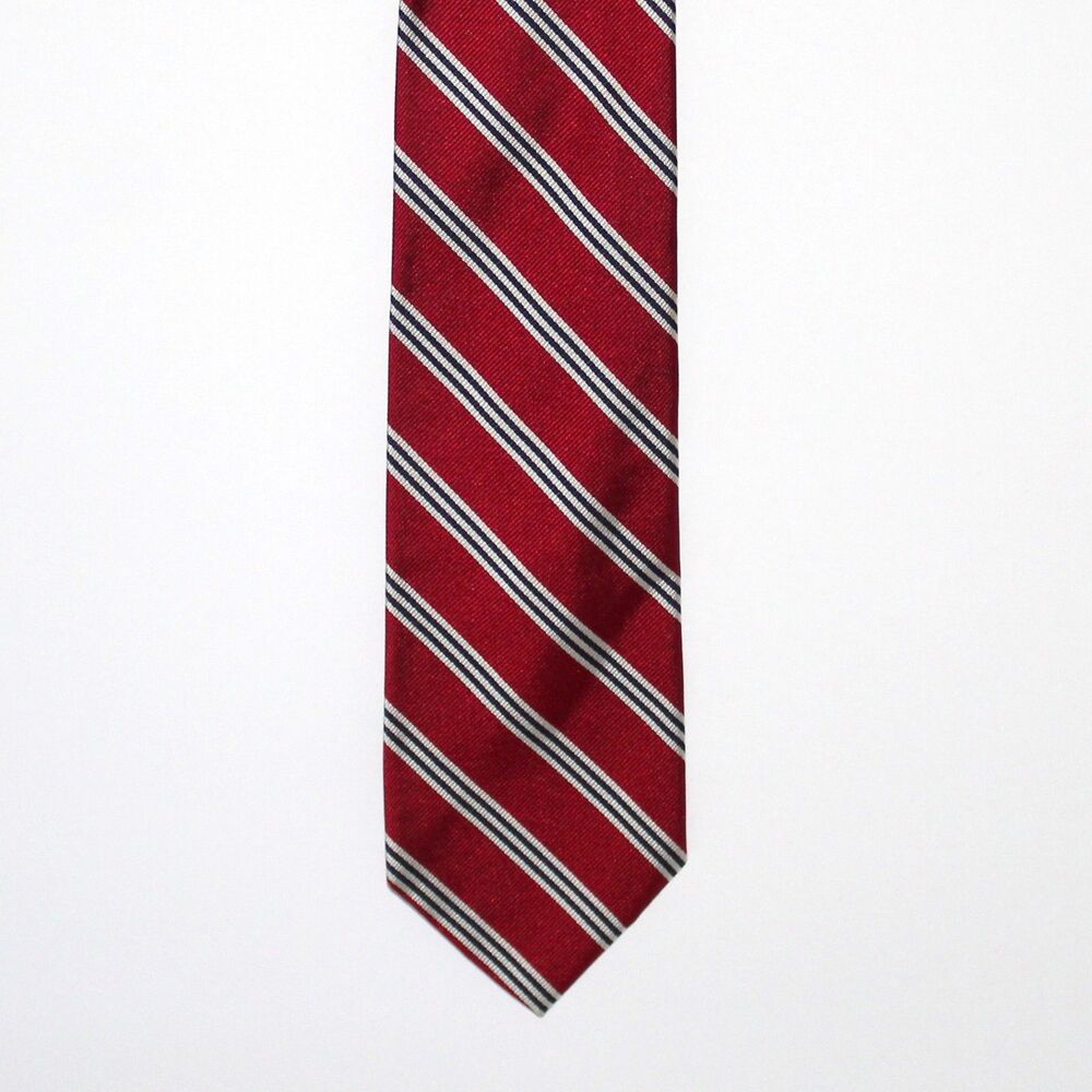 Brooks Brothers 346 Necktie Burgundy Red stripes Pure Silk Italy